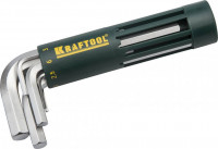 Набор KRAFTOOL Ключи «Expert» имбусовые короткие, Cr-Mo сталь, держатель-рукоятка, HEX 2-10мм, 8 пред