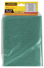 Сетка STAYER «Standard» противомоскитная для окон, в индивидуальной упак, стекловолокно+ПВХ, зеленая, 1,1х1,3м - Сетка STAYER «Standard» противомоскитная для окон, в индивидуальной упак, стекловолокно+ПВХ, зеленая, 1,1х1,3м