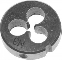 Плашка ЗУБР «Мастер» круглая ручная для нарезания метрической резьбы, М3 x 0,5