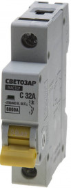 Выключатель автоматический СВЕТОЗАР 1-полюсный, 32 A, "C", откл. сп. 6 кА, 230 / 400 В - Выключатель автоматический СВЕТОЗАР 1-полюсный, 32 A, "C", откл. сп. 6 кА, 230 / 400 В