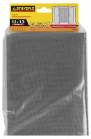 Сетка STAYER «Standard» противомоскитная, для окон, в индивидуальной упаковке, стекловолокно+ПВХ, серая, 1,1 х 1,3м