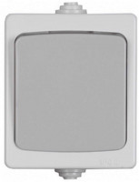 Выключатель СВЕТОЗАР «Аврора» проходной, одноклавишный, IP44, цвет серо-белый, 10А/~250 В