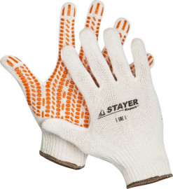 Перчатки STAYER «Expert» трикотажные с защитой от скольжения, 10 класс, х/б, L-XL - Перчатки STAYER «Expert» трикотажные с защитой от скольжения, 10 класс, х/б, L-XL