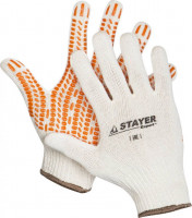 Перчатки STAYER «Expert» трикотажные с защитой от скольжения, 10 класс, х/б, S-M
