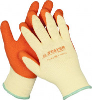 Перчатки STAYER «Expert»  рабочие с рельефным латексным покрытием, 10 класс, S-M