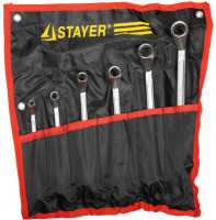 Набор STAYER Ключи «Мастер» накидные изогнутые, Cr-V, 6-22мм, 6 предметов