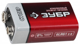 Батарейка Зубр "TURBO" щелочная (алкалиновая), тип 6LR61(крона), 9В, 1шт на карточке - Батарейка Зубр "TURBO" щелочная (алкалиновая), тип 6LR61(крона), 9В, 1шт на карточке