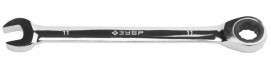 Ключ ЗУБР ««Профи»» гаечный комбинированный трещоточный, Cr-V сталь, хромированный, 11мм - Ключ ЗУБР ««Профи»» гаечный комбинированный трещоточный, Cr-V сталь, хромированный, 11мм