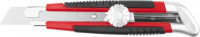 Нож URAGAN с выдвижным сегментированным лезвием, двухкомп корпус, механический фиксатор, инструментальная сталь, 18 мм