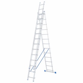 Лестница, 3 х 13 ступеней, алюминиевая, трехсекционная СИБРТЕХ Pоссия - Лестница, 3 х 13 ступеней, алюминиевая, трехсекционная СИБРТЕХ Pоссия
