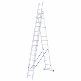 Лестница, 3 х 14 ступеней, алюминиевая, трехсекционная СИБРТЕХ Pоссия - Лестница, 3 х 14 ступеней, алюминиевая, трехсекционная СИБРТЕХ Pоссия