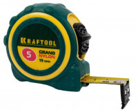 Рулетка KRAFTOOL «Expert» "GRAND", двухкомпонентный корпус, двусторонняя шкала, нейлоновое покрытие, 5мх19мм