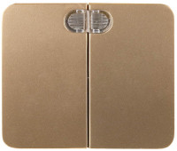 Выключатель СВЕТОЗАР «Гамма» с подсветкой, двухклавишный, без вставки и рамки, цвет золотой металлик, 10A/~250B