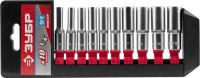 Набор ЗУБР «Мастер»: Торцовые головки (1/4") удлиненные на пластиковом рельсе, Cr-V, 4-13мм, 10 предметов