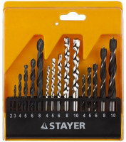 Набор STAYER «Standard»: Сверла комбинированные, дерево (4-5-6-8-10мм), металл (2-3-4-6-8мм), бетон (4-5-6-8-10мм), 16 предметов
