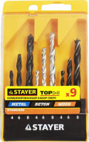 Набор STAYER «Standard»: Сверла комбинированные, дерево (4-6-8мм), металл (4-6-8мм), бетон (4-6-8мм), 9 предметов