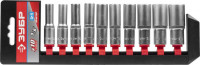 Набор ЗУБР «Мастер»: Торцовые головки (3/8") удлиненные на пластиковом рельсе, Cr-V, 8-19мм, 10 предметов