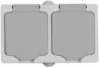 Комплект розеток СВЕТОЗАР "АВРОРА" с заземлением и защитной крышкой, IP44, цвет серо-белый, 16А/~250В, 2шт
