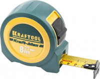Рулетка KRAFTOOL «Pro» "Kraft-Max", длинный вылет, нейлон покрытие, упрочненный двухкомп корпус, 8м/27мм