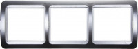 Панель СВЕТОЗАР «Гамма» накладная, горизонтальная, цвет светло-серый металлик, 3 гнезда
