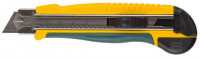 Нож KRAFTOOL «Expert» с сегментирован лезвием, двухкомпонент корпус, автостоп, допфиксатор, кассета на 5 лезвий, 25 мм