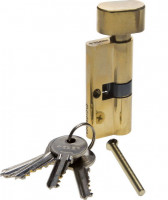 Механизм ЗУБР «Мастер» цилиндровый, тип "ключ-защелка", цвет латунь, 5-PIN, 70мм