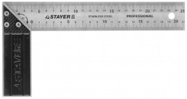 Угольник STAYER «Profi» столярный, гравированная шкала, нержавеющее полотно 37мм, 250мм - Угольник STAYER «Profi» столярный, гравированная шкала, нержавеющее полотно 37мм, 250мм