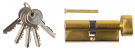 Механизм ЗУБР «Мастер» цилиндровый, тип &quot;ключ-защелка&quot;, цвет латунь, 5-PIN, 80мм 