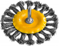 Щетка STAYER «Professional» дисковая со шпилькой, жгутированные пучки стальной проволоки 0,5мм, d=100мм