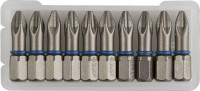 Биты ЗУБР «Эксперт» торсионные кованые, обточенные, хромомолибденовая сталь, тип хвостовика C 1/4", PZ2, 25мм, 10шт