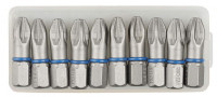 Биты ЗУБР «Эксперт» торсионные кованые, обточенные, хромомолибденовая сталь, тип хвостовика C 1/4", PZ3, 25мм, 10шт