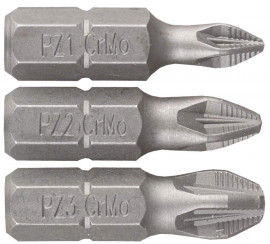 Набор ЗУБР Биты «Мастер» кованые, хромомолибденовая сталь, тип хвостовика C 1/4", 25 мм, PZ1, PZ2, PZ3, 3 предмета - Набор ЗУБР Биты «Мастер» кованые, хромомолибденовая сталь, тип хвостовика C 1/4", 25 мм, PZ1, PZ2, PZ3, 3 предмета
