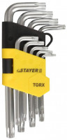 Набор STAYER Ключи «Master» имбусовые короткие, Cr-V, сатинированное покрытие, пластик. держатель, T2-T10 мм, 9 пред