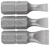 Набор ЗУБР Биты «Мастер» кованые, хромомолибденовая сталь, тип хвостовика C 1/4", 25 мм, SL4,5, SL5,5, SL8, 3 предмета