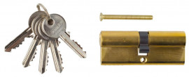 Механизм ЗУБР «Мастер» цилиндровый, тип &quot;ключ-ключ&quot;, цвет латунь, 5-PIN, 80мм 