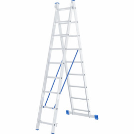 Лестница, 2 х 9 ступеней, алюминиевая, двухсекционная СИБРТЕХ Pоссия - Лестница, 2 х 9 ступеней, алюминиевая, двухсекционная СИБРТЕХ Pоссия