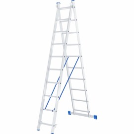 Лестница, 2 х 10 ступеней, алюминиевая, двухсекционная СИБРТЕХ Pоссия - Лестница, 2 х 10 ступеней, алюминиевая, двухсекционная СИБРТЕХ Pоссия