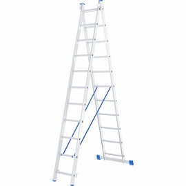 Лестница, 2 х 11 ступеней, алюминиевая, двухсекционная СИБРТЕХ Pоссия - Лестница, 2 х 11 ступеней, алюминиевая, двухсекционная СИБРТЕХ Pоссия