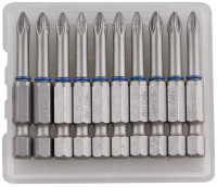 Биты ЗУБР «Эксперт» торсионные кованые, обточенные, хромомолибденовая сталь, тип хвостовика E 1/4", PH1, 50мм, 10шт