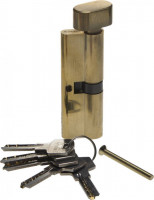 Механизм ЗУБР «Эксперт»цилиндровый, повышенной защищенности, тип "ключ-защелка", цвет латунь, 6-PIN, 90мм