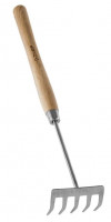 Грабельки ЗУБР «Эксперт» из нержавеющей стали, деревянная ручка из ясеня, 5 прямых зубцов, 88x65x480мм