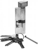 Механизм ЗУБР «Эксперт»цилиндровый, повышенной защищенности, тип "ключ-защелка", цвет хром, 6-PIN, 80мм