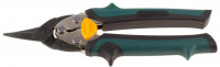 Ножницы KRAFTOOL "UNI-KRAFT" по твердому металлу,с двойной рычажной передачей,Cr-Mo,двухкомпонент ручка, прямые,180 мм