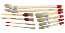 Набор кистей STAYER «Universal-Standard» 10 шт Светлая натуральная щетина, деревянные ручки, плоские, круглые и радиаторные
