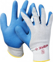 Перчатки ЗУБР «Эксперт» рабочие с резиновым рельефным покрытием, размер S