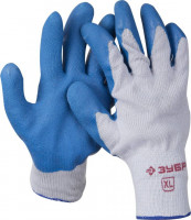 Перчатки ЗУБР «Эксперт» рабочие с резиновым рельефным покрытием, размер XL