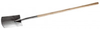 Лопата ЗУБР «Эксперт» штыковая прямоугольная из нержавеющей стали, деревянный черенок из ясеня, 290х180х1470мм
