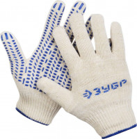 Перчатки ЗУБР «Эксперт» трикотажные, 12 класс, х/б, с защитой от скольжения, S-M