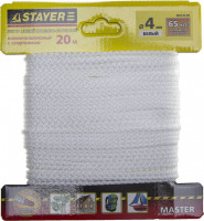 Шнур STAYER «Master» хозяйственно-бытовой, полипропиленовый, вязанный, с сердечником, белый, d 4, 20м