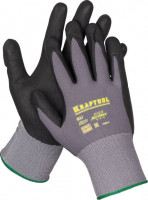 Перчатки KRAFTOOL «Expert» нейлоновые, 15 класс, вспененное нитриловое покрытие, XL